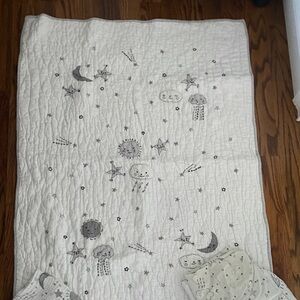 Pottery Barn Kids White and Gray Starry Blanket